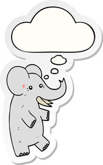 cartoon elephant with thought bubble as a printed sticker