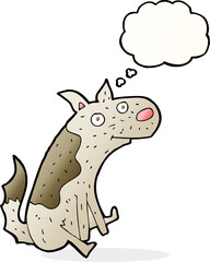 cartoon sitting dog with thought bubble