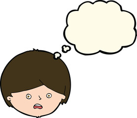 cartoon unhappy boy  with thought bubble