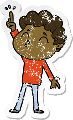 distressed sticker of a cartoon man pouting