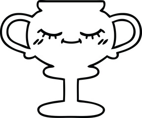 line drawing cartoon of a trophy
