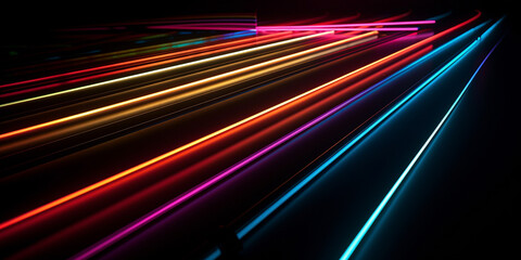 Linien aus Neon Farben Hintergrundmotiv, ai generativ