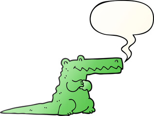 cartoon crocodile with speech bubble in smooth gradient style