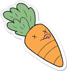sticker of a cartoon dead carrot