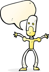 cartoon funny robot with speech bubble