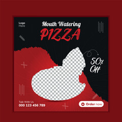 Food social media post template. Fast food restaurant business marketing social media post. Food menu banner social media post