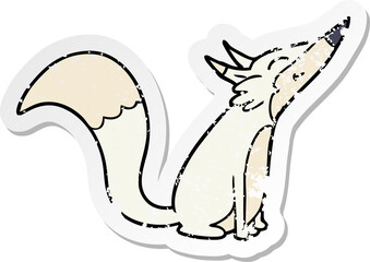 distressed sticker of a cartoon arctic fox