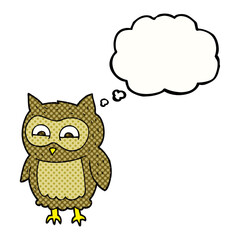 freehand drawn thought bubble cartoon owl