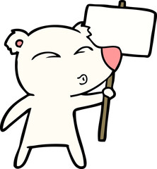 cartoon polar bear with placard