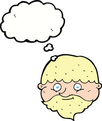 cartoon bearded man with thought bubble