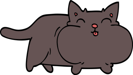 cartoon doodle fat cat