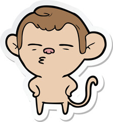sticker of a cartoon suspicious monkey