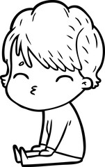 cartoon woman thinking