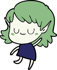 happy cartoon elf girl wearing dress