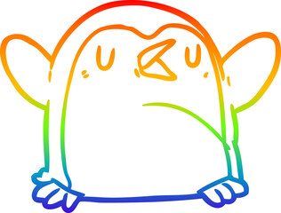 rainbow gradient line drawing of a Cartoon penguin