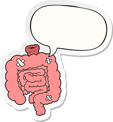 cartoon repaired intestines with speech bubble sticker