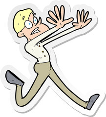 sticker of a cartoon man running away