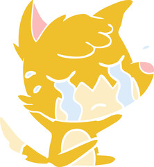 crying fox flat color style cartoon