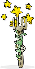 cartoon ornate wooden fork