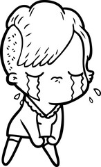 Obraz premium cartoon crying girl