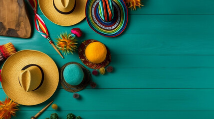 Cinco de Mayo holiday background Top view, flat lay