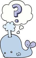 cartoon curious whale with thought bubble
