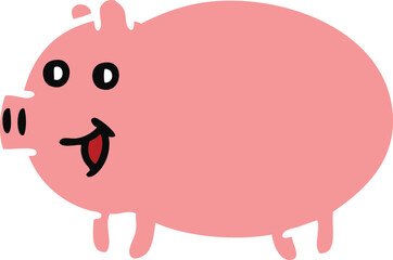 flat color retro cartoon of a pig