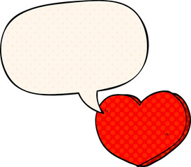 cartoon love heart with speech bubble in comic book style © lineartestpilot