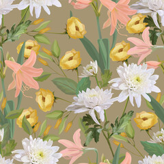 Flowers seamless pattern vector illustration