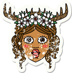 Retro Tattoo Style human druid character face