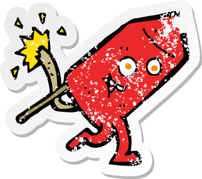 recommend clip art: retro distressed sticker of a cartoon funny firework character