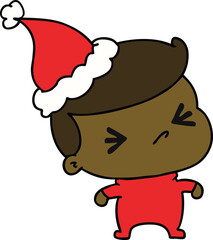 hand drawn christmas cartoon of kawaii boy
