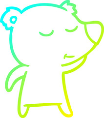cold gradient line drawing of a happy cartoon bear