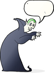 cartoon spooky vampire with speech bubble