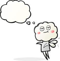 freehand drawn thought bubble cartoon cute cloud head imp