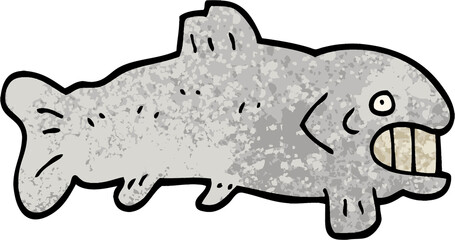 grunge textured illustration cartoon large fish