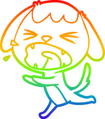 rainbow gradient line drawing of a cute cartoon dog