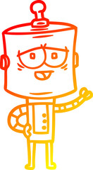 warm gradient line drawing of a cartoon robot