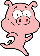 happy cartoon pig running
