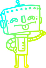 Plakat cold gradient line drawing of a cartoon robot