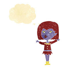 cartoon vampire girl with thought bubble