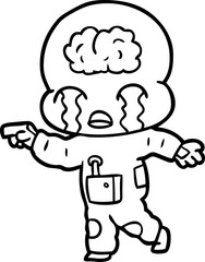 cartoon big brain alien crying