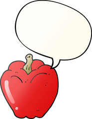 cartoon pepper with speech bubble in smooth gradient style