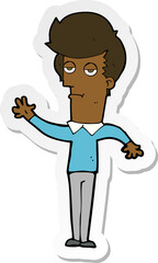 Fototapeta premium sticker of a cartoon bored man waving