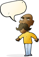 cartoon angry old man with speech bubble