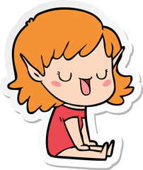 sticker of a cartoon elf girl