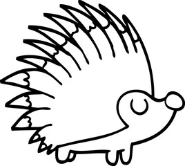 line drawing cartoon spiky hedgehog