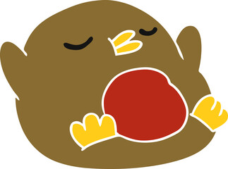 freehand drawn cartoon cute kawaii red robin