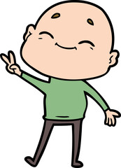 happy cartoon bald man