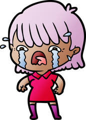cartoon girl crying